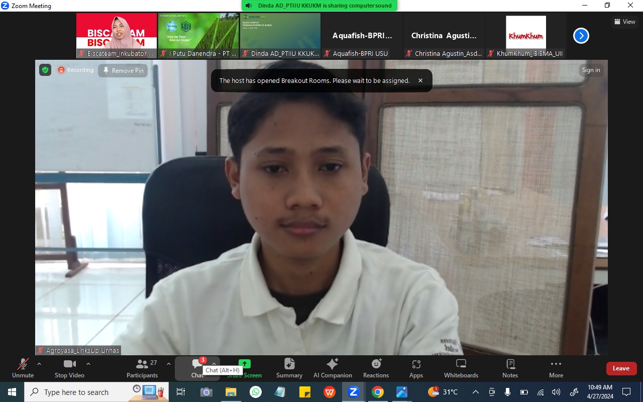 Lembaga Inkubator Dan Startup Binaan Inkubator Universitas Hasanuddin Terpilih Untuk Mengikuti Program Startup Go Global Kementrian Koperasi Dan Ukm Ri
