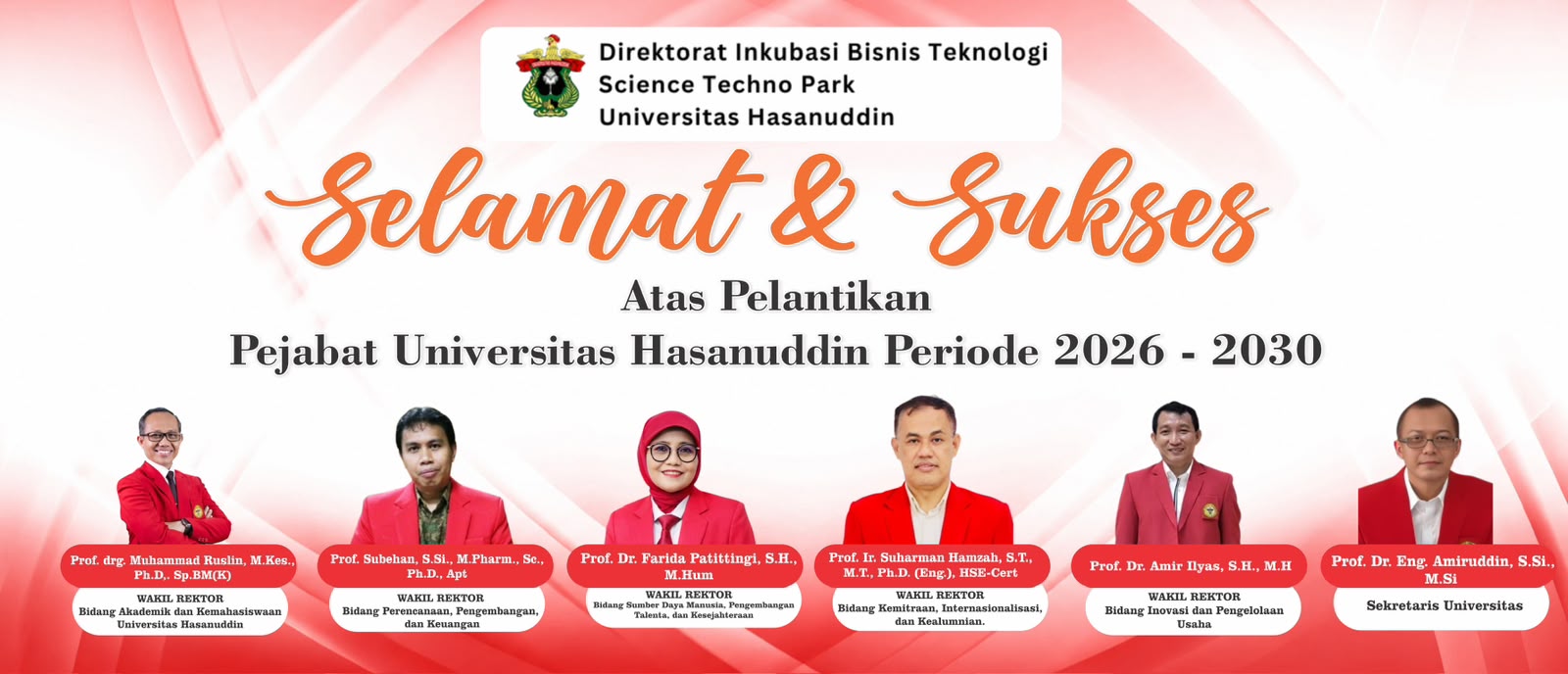 Universitas Hasanuddin Resmi Lantik Jajaran Pejabat Periode 2026–2030